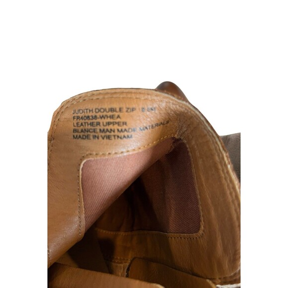 Frye Boots Ankle Booties Judith Leather Block Heel Double Zip Sz 8.5 brown - Picture 7 of 11
